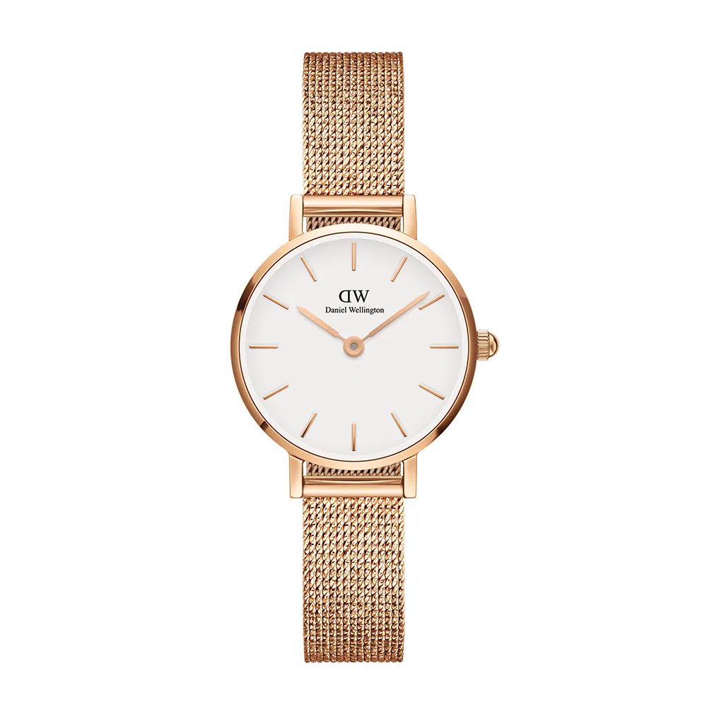 【Daniel Wellington】DW 手錶 Petite 24mm麥穗式金屬編織錶(兩色 DW00100442)