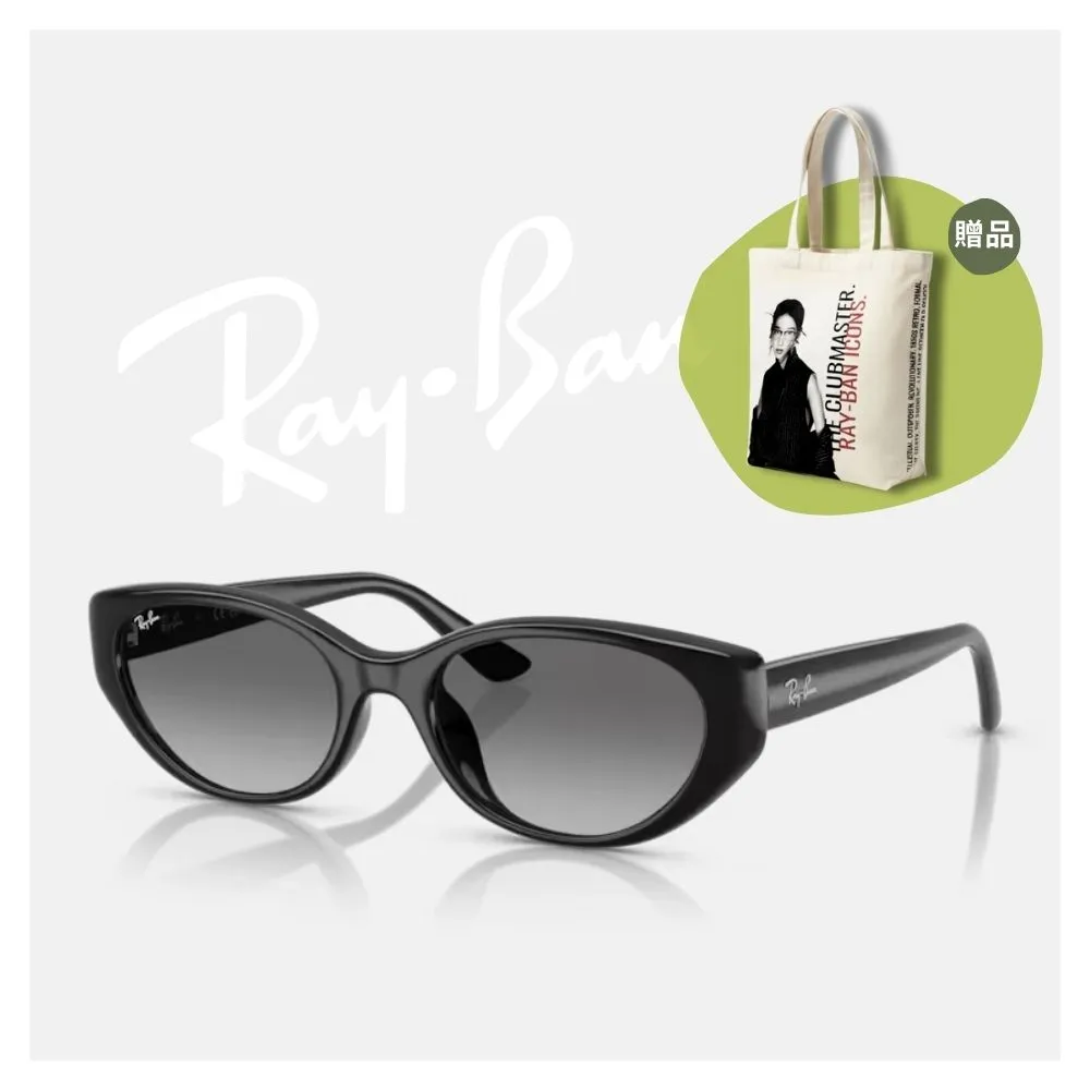 【RayBan 雷朋】復古潮流貓眼膠框漸層抗UV太陽眼鏡(RB4457D-667711 55mm)