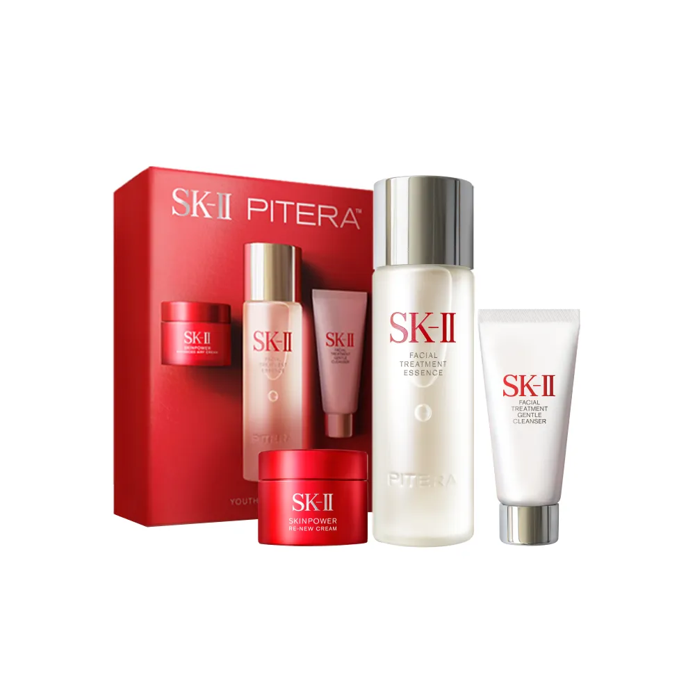 【SK-II】官方直營 PITERA™新客組入門緊緻嫩肌套裝(青春露75ml+活膚霜15g+潔面乳20g/禮盒/超品日)