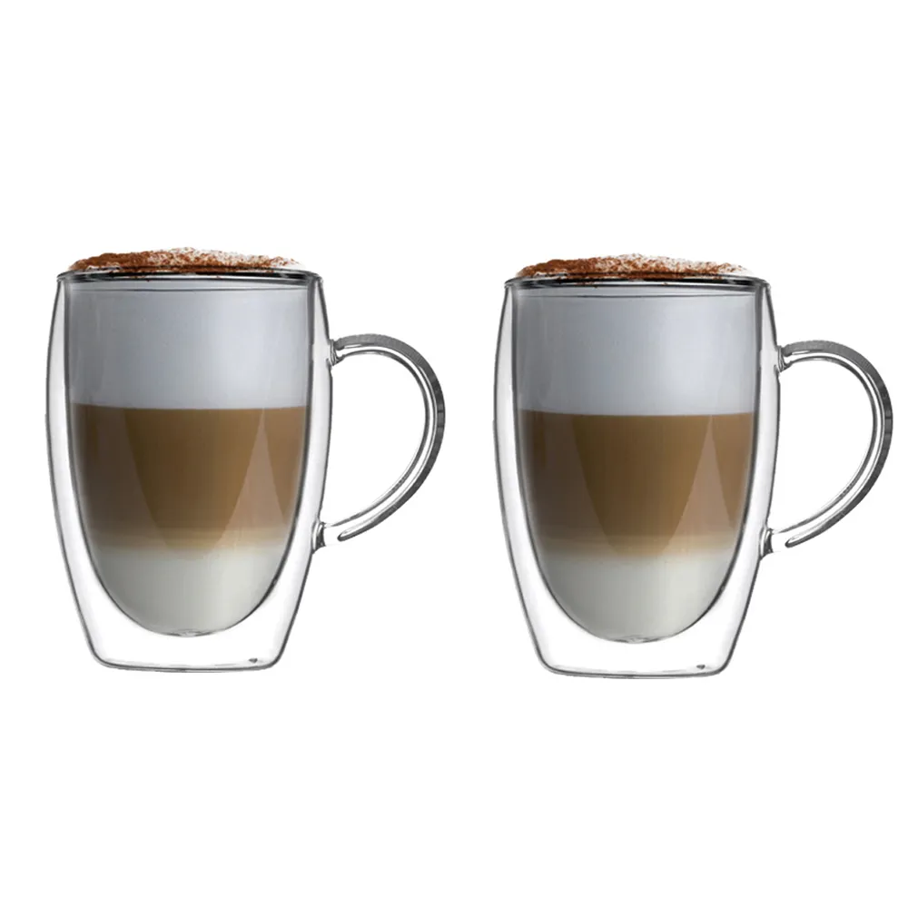【DWG】耐熱把手雙層杯 350ml 2入組(雙層玻璃杯 雙層杯)