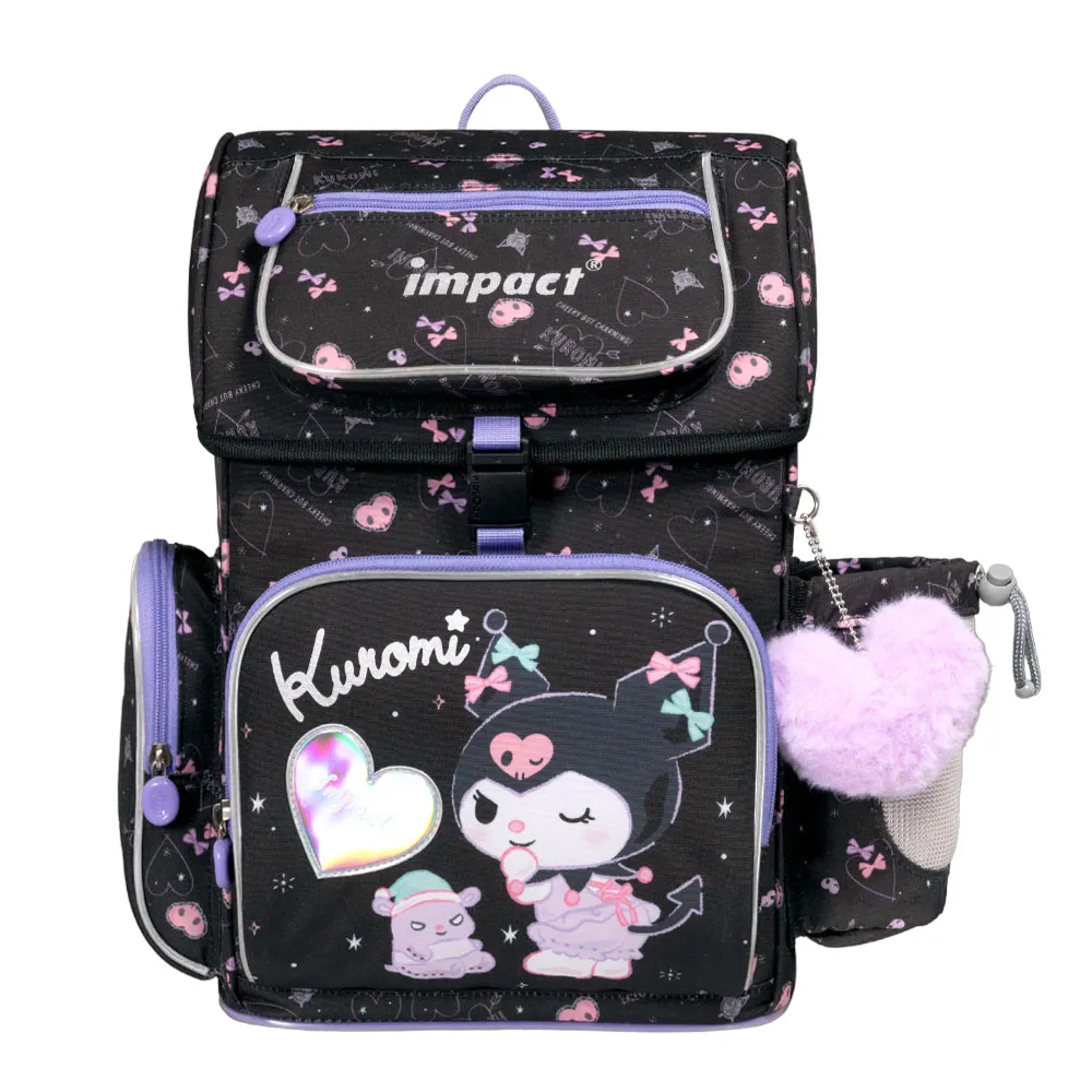 【IMPACT 怡寶】酷洛米Kuromi-懸浮磁扣護脊書包-黑色120-140公分（速）(國小 小學 兒童 學生)