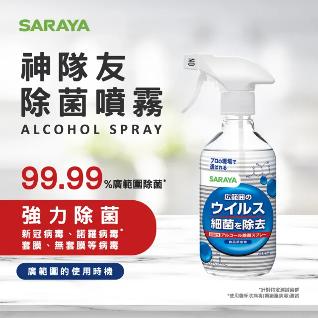 【SARAYA】神隊友除菌噴霧 400ml 3入組+貝恩抗菌濕巾3包