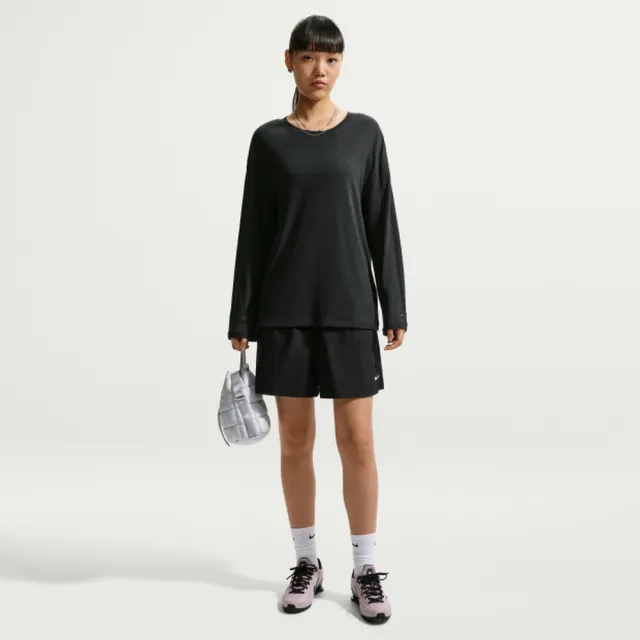 【NIKE 耐吉】長袖上衣 女 AS W NK SHEER SLUB JERSEY LS T 運動 休閒 寬鬆 柔軟 黑 (IV4999010)