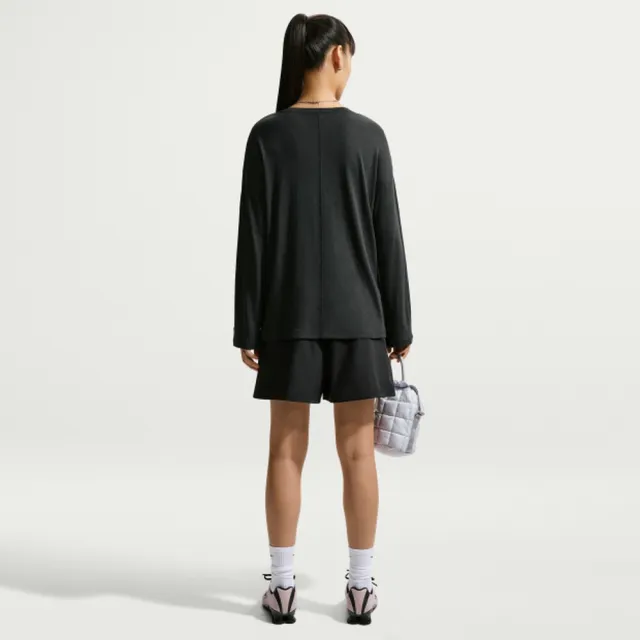 【NIKE 耐吉】長袖上衣 女 AS W NK SHEER SLUB JERSEY LS T 運動 休閒 寬鬆 柔軟 黑 (IV4999010)