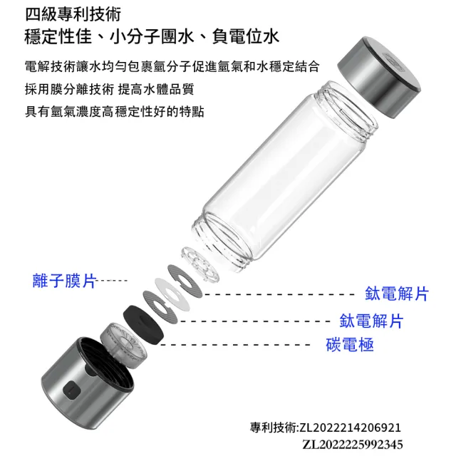【RTAKO】富氫水杯 水素水杯 電解製氫杯 一杯兩用 460ml 可吸氫 氫水生成器 隨身水素瓶 不限水質