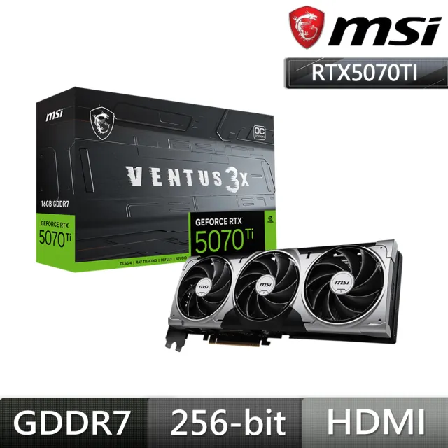 【MSI 微星】RTX 5070 Ti 16G VENTUS 3X OC 顯示卡(組合包B)