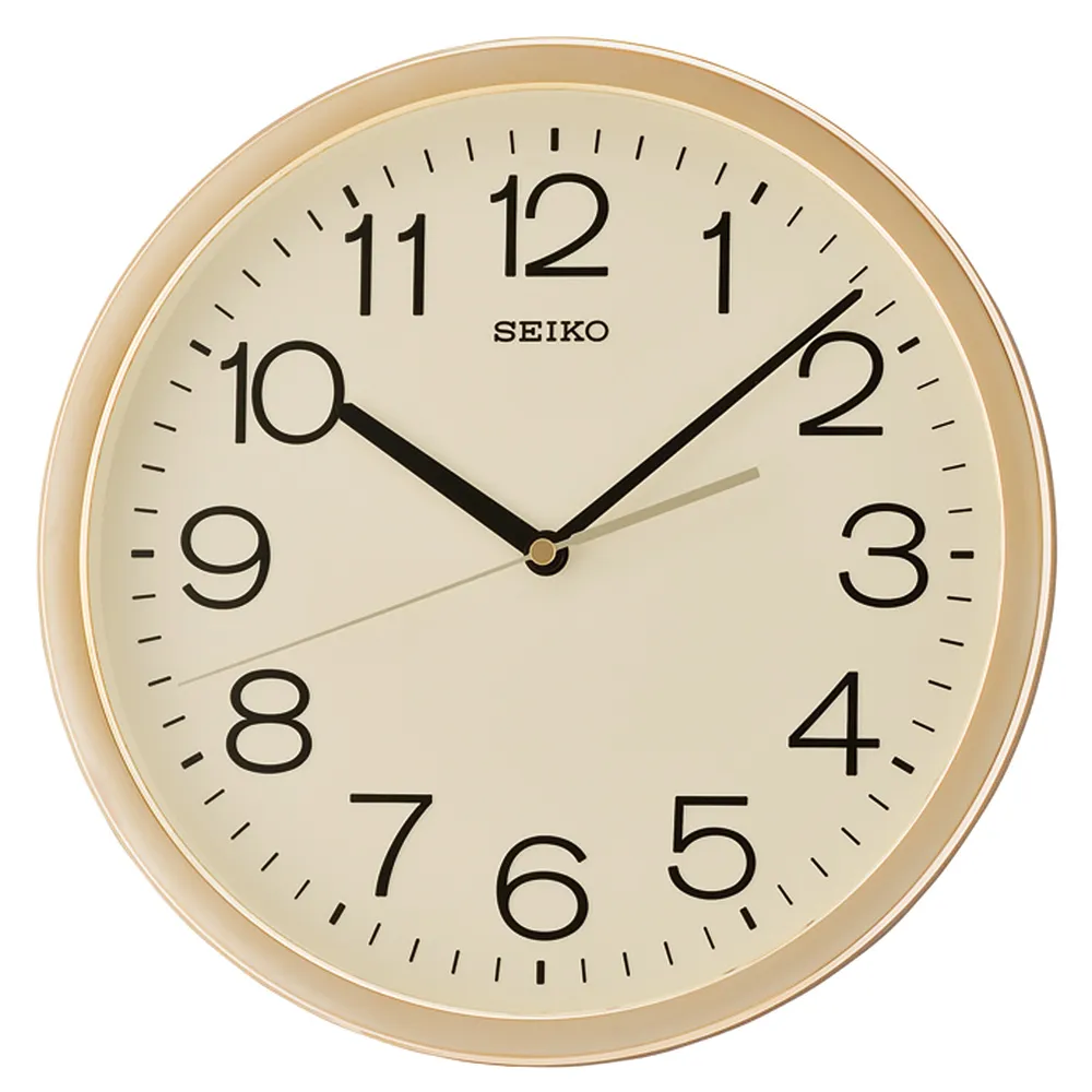 【SEIKO 精工】金銀光澤外框 時鐘 掛鐘QXA014(靜音指針、提升居家生活質感)
