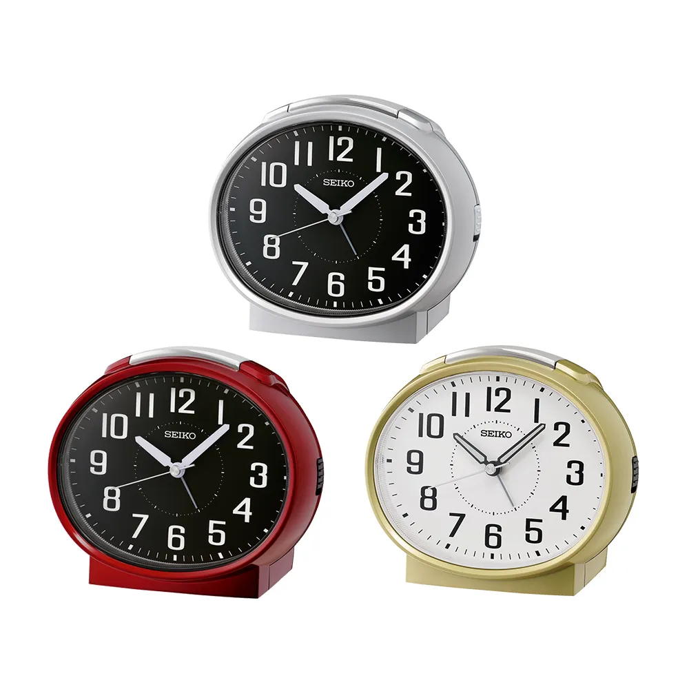 【SEIKO 精工】經典橢圓形 防貪睡鬧鐘 時鐘 QHK059(滑動式靜音秒針 夜光指針)