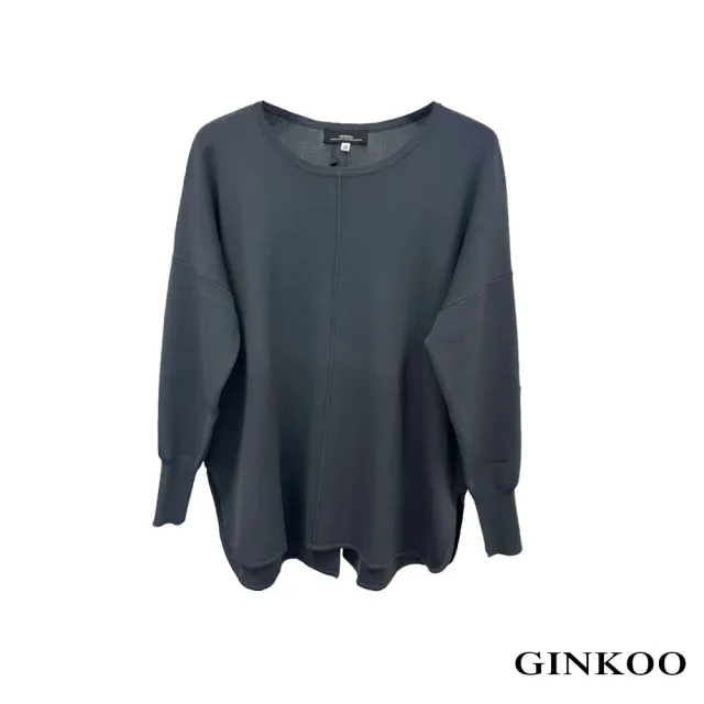 【GINKOO 俊克】側開衩落肩袖針織上衣