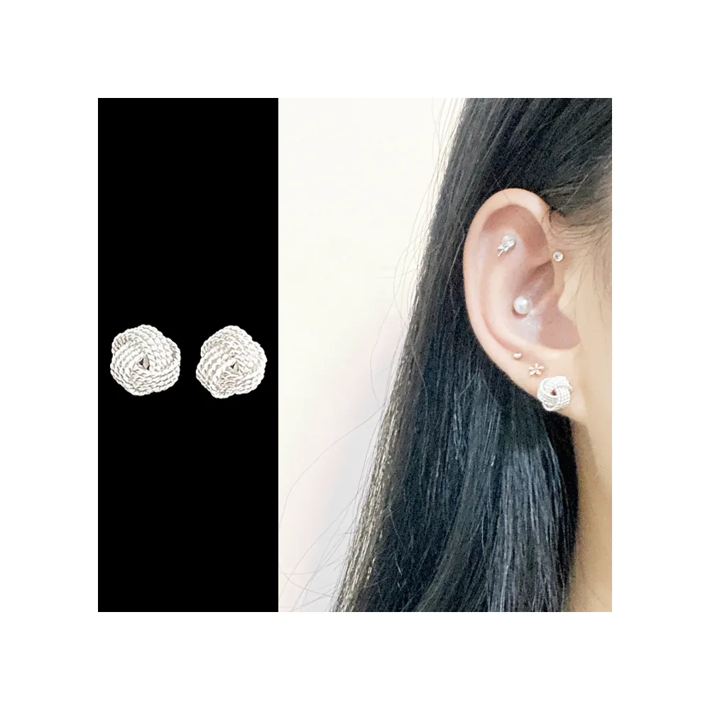 【山本美樹】交織925純銀毛線球造型耳環(MIT)