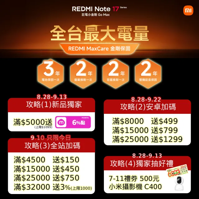 【小米】官方旗艦館 REDMI紅米 Note 17 Pro 6.83吋 5G(8G/256G/Snapdragon 6 Gen 4/主相機5000萬畫素)