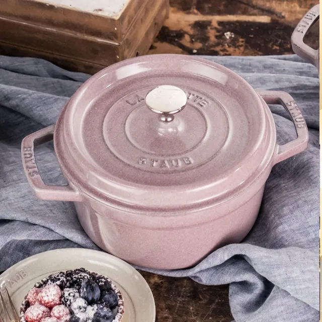 【STAUB】圓形琺瑯鑄鐵鍋18cm-顏色任選/新舊包裝隨機出貨(德國雙人牌集團官方直營)