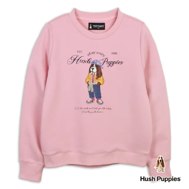 【Hush Puppies】女裝 上衣 美式街頭刺繡泰迪狗上衣 (粉色 / 64210101)