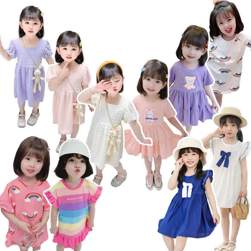 【安朵童舖】現貨韓版日系女童蝴蝶袖花邊連身裙公主裙子小洋裝蝴蝶結連身洋裝連衣裙(17)