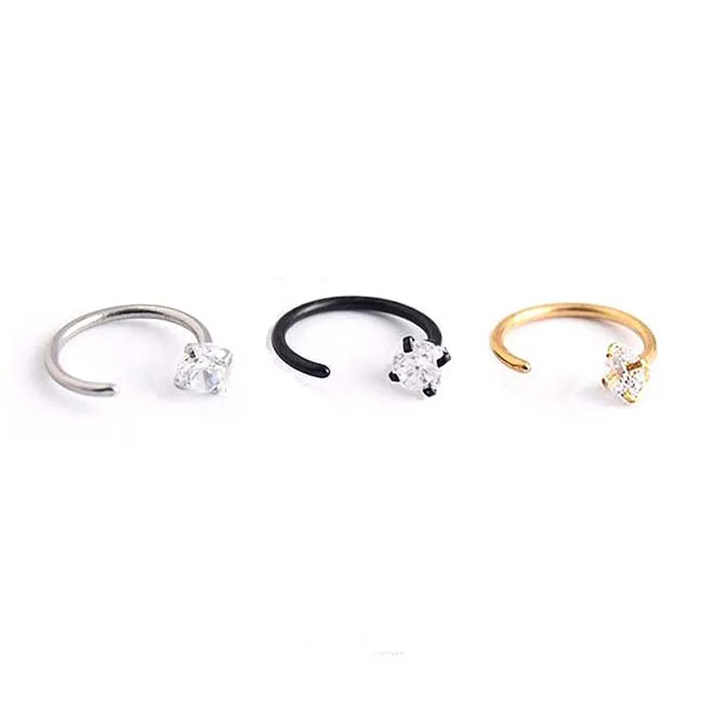 【ENANSHOP 惡南宅急店】鈦鋼白鑽C圈耳環2入組 不生鏽 抗過敏 可戴著洗澡 韓國個性 耳環 耳骨釘