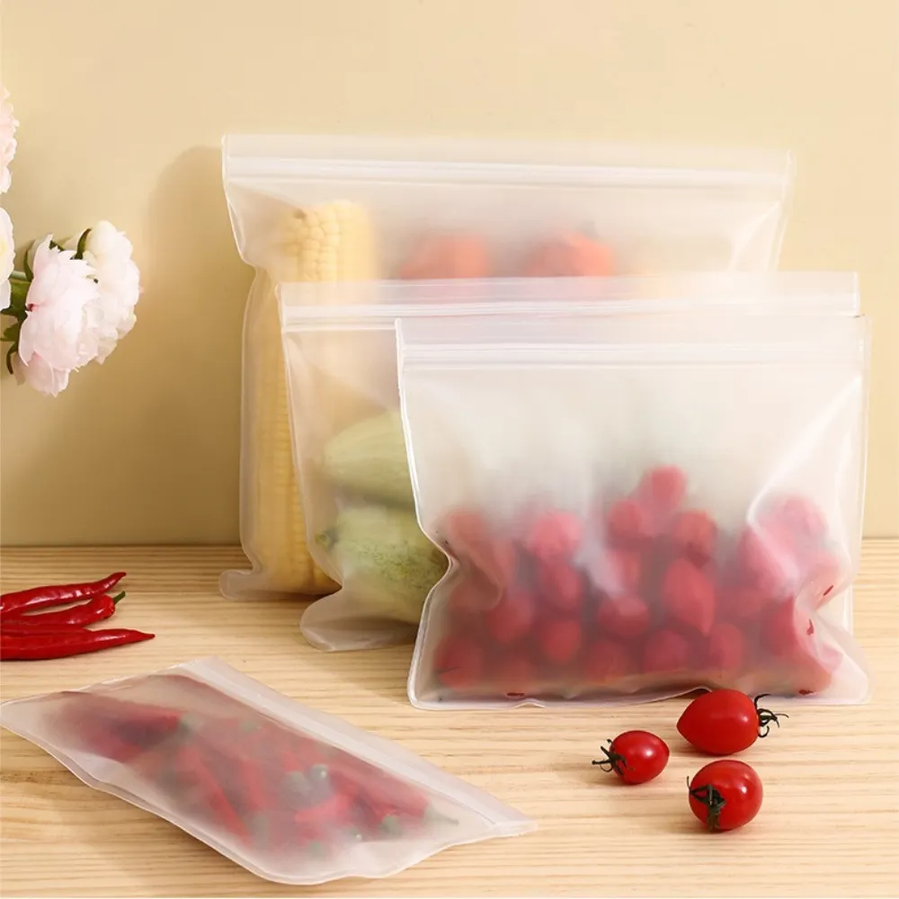 【Dagebeno荷生活】加厚EVA材質冰箱食物保鮮袋 防串味密封食材分裝夾鏈袋(中號3入)