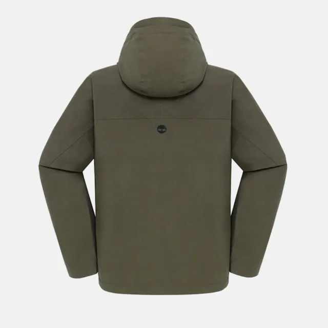 【Timberland】男款褐綠色寬版Utility防水外套(0YHF7AIE)