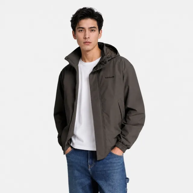 【Timberland】男款灰黑色寬版防水保暖飛行外套(A5SGPCN1)