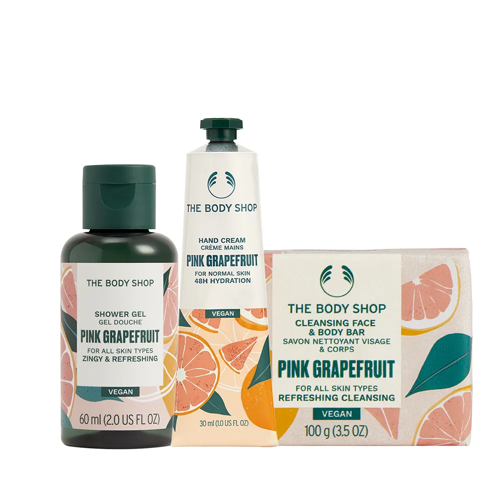 【THE BODY SHOP 美體小舖】純淨果香小資組(潔膚皂100g+護手霜30ml+沐浴膠60ml)