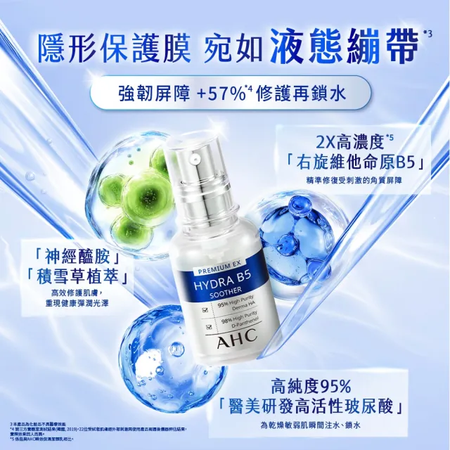 【AHC】瞬效保濕B5微導玻尿酸精華30ml_3入(右旋B5/玻尿酸/保濕霸主/高效修護/敏感肌適用)