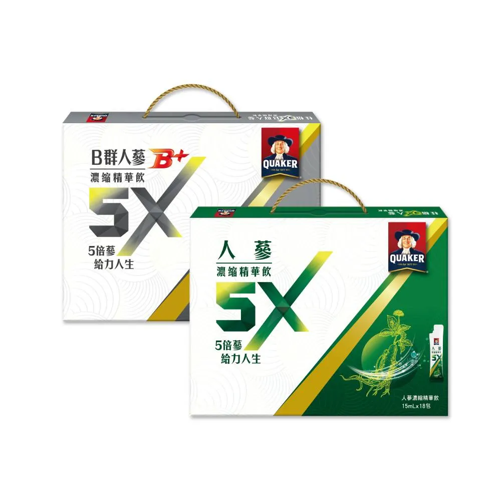 【QUAKER 桂格】5X人蔘濃縮精華飲禮盒15ml×12盒(任選 送禮推薦/新年禮盒)