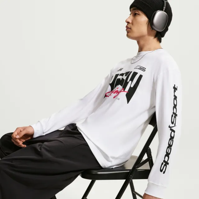 【NIKE 耐吉】長袖上衣 男 寬鬆 AS U NSW TEE LSE LS SWOOSH SPE 白 IM3782-100