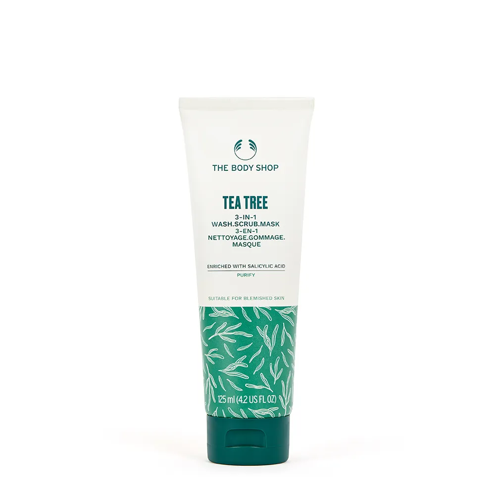 【THE BODY SHOP 美體小舖】茶樹3效淨膚-磨砂-面膜-125ML(臉部去角質)
