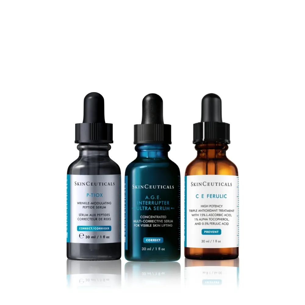 【Skin Ceuticals 修麗可】A.G.E.極效賦活緊緻精華+超濃度CE緊緻修護抗氧化精華+P-TIOX 超胜抗皺極光精華