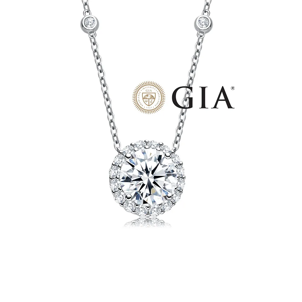 【鉅曜】18K金 GIA 1克拉 圓夢鑽石項鍊 網紅始祖款(培育鑽石 項鍊 鑽石)