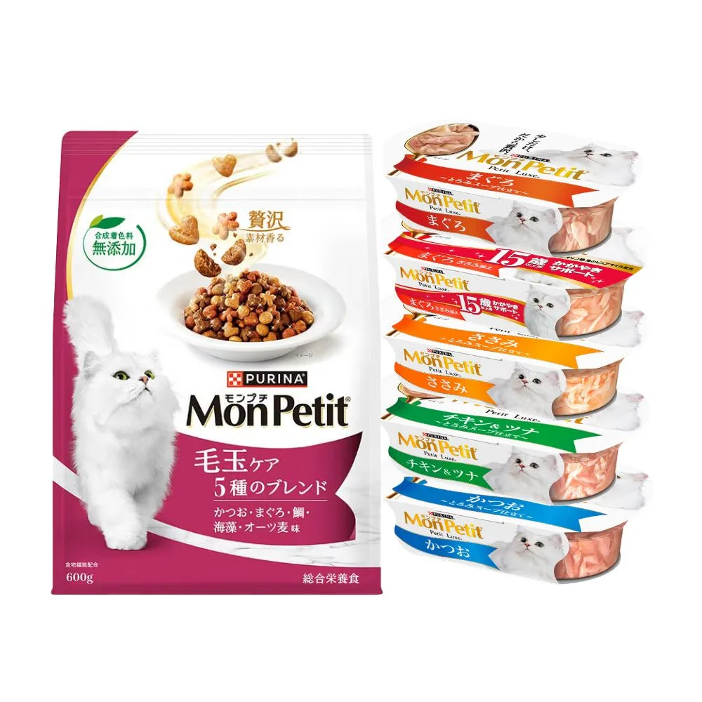 【MonPetit 貓倍麗】珍選餐盒12入＋成貓乾糧600G