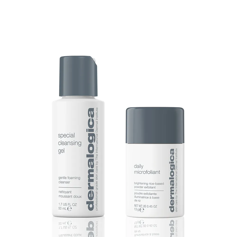 【dermalogica 德卡】毛孔控油淨膚組(潔膚蜜50ml+亮顏素13g/粉刺清潔 酵素洗顏粉)