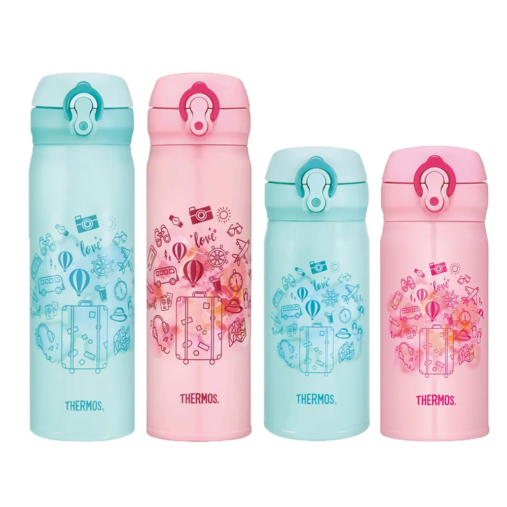 【THERMOS 膳魔師】買1送1_不鏽鋼超輕量彈蓋真空保溫杯500ml+350ml(JNL-502+JNL-352)
