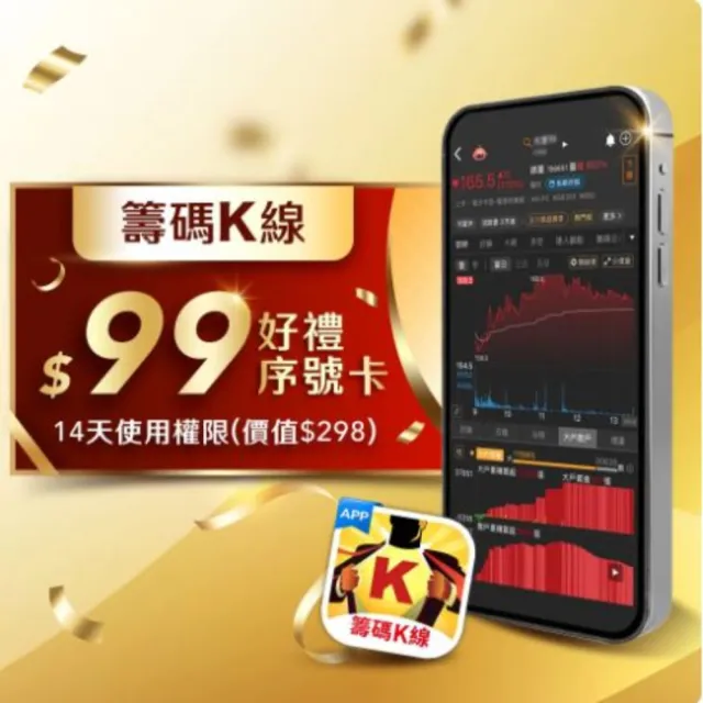 籌碼K線APP 14天尊享卡(一人限購2組)