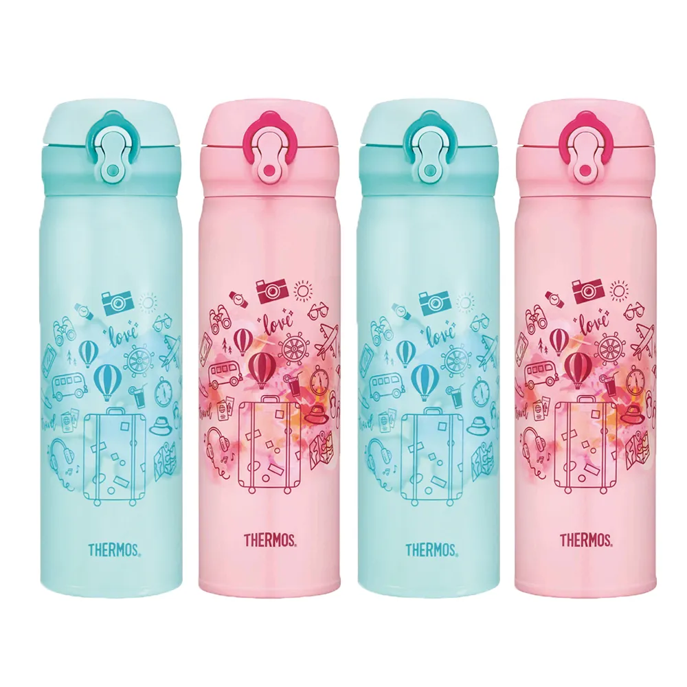 【THERMOS 膳魔師】買1送1_不鏽鋼超輕量彈蓋真空保溫杯500ml(JNL-502+JNL-502)