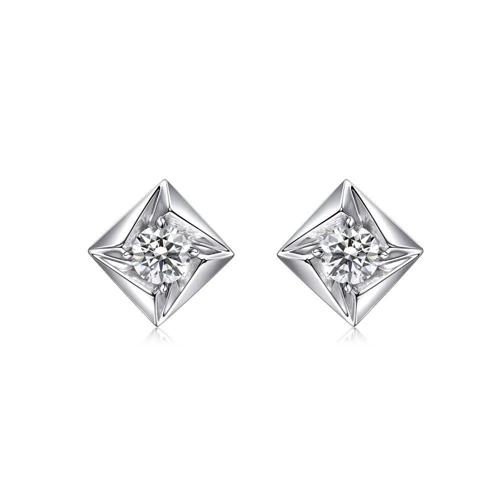【點睛品】50分 鑽之頌 18K金鑽石耳環(一對)