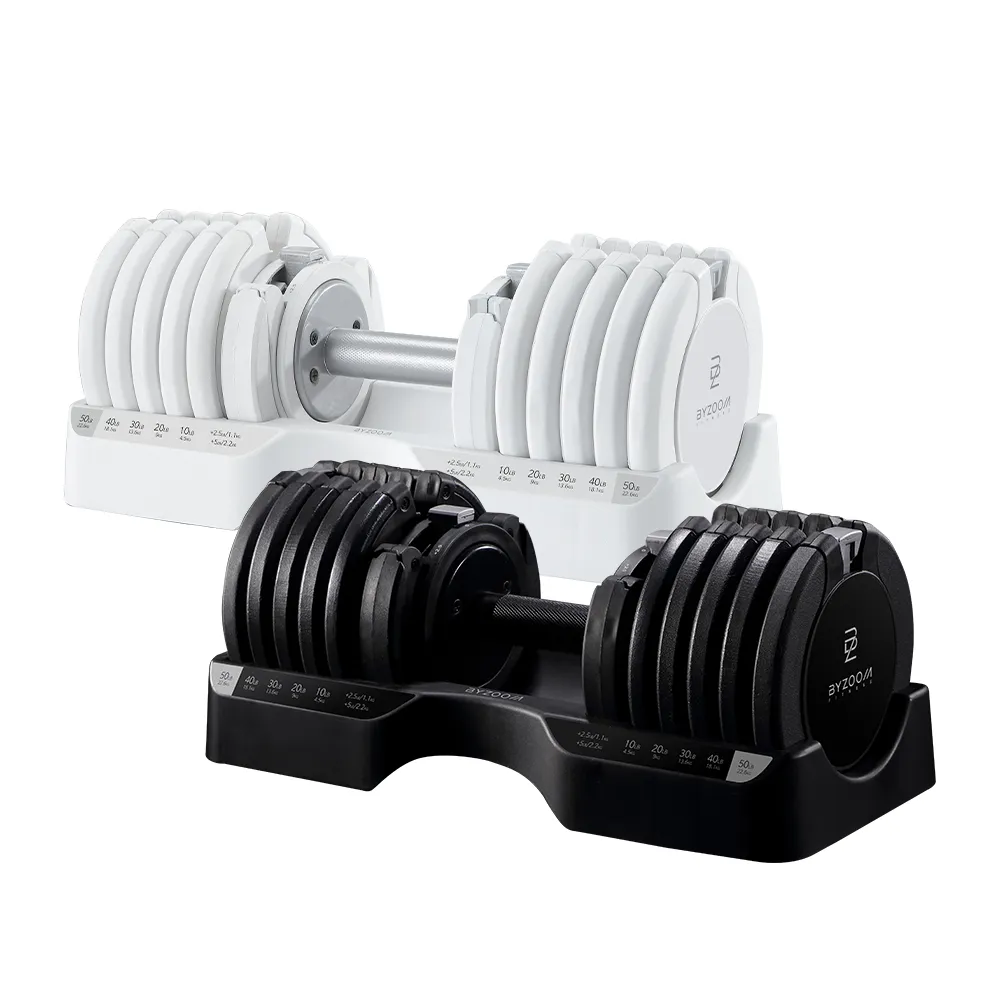 【BYZOOM FITNESS】Pure Series 55lb/約25kg 15段重量可調式啞鈴 白/黑二色 單入(BZ-QCD-55LB)