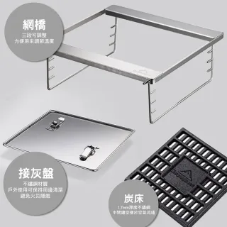 【Campingmoon 柯曼】加厚不鏽鋼焚火台 MT-035(加厚 燒烤爐 MT035 附收納袋 烤肉架 露營 逐露天下)
