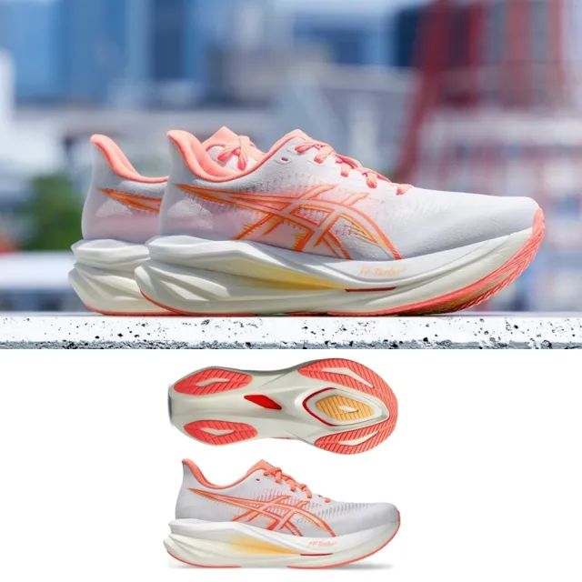【asics 亞瑟士】SONICBLAST 2 女款 彈力 慢跑鞋 一般楦 1012C009-100 白 珊瑚橘 路跑鞋 推進板 曙光系列
