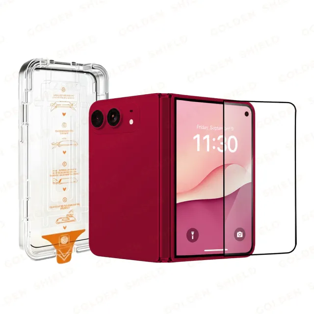 【GOLDEN SHIELD】高清滿版玻璃貼秒貼 保護貼適用iPhone Duo 摺疊機保護貼 i18 蘋果摺疊機 除塵定位神器