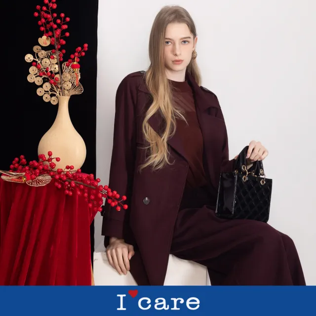 【I’Care 依卡】現貨-經典修身雙排釦風衣外套 - 2色（M-L）｜大衣外套 長大衣 英倫風（710-66307）