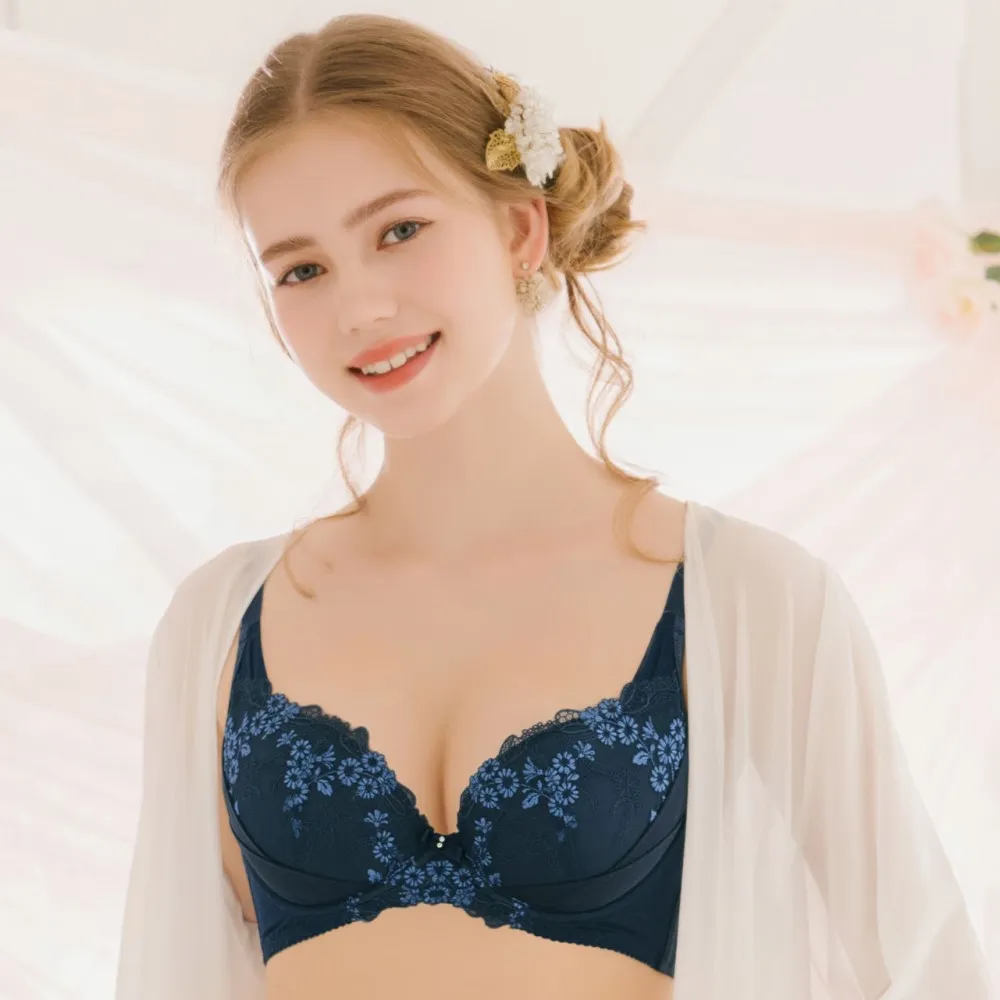 【EASY SHOP】Miss Audrey-芙蘿拉-大罩杯顯瘦內衣(星空藍)