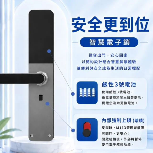 【EASYKEY】EK M113 把手型 智慧電子鎖/智能鎖  (指紋│卡片│密碼│鑰匙│藍芽APP)