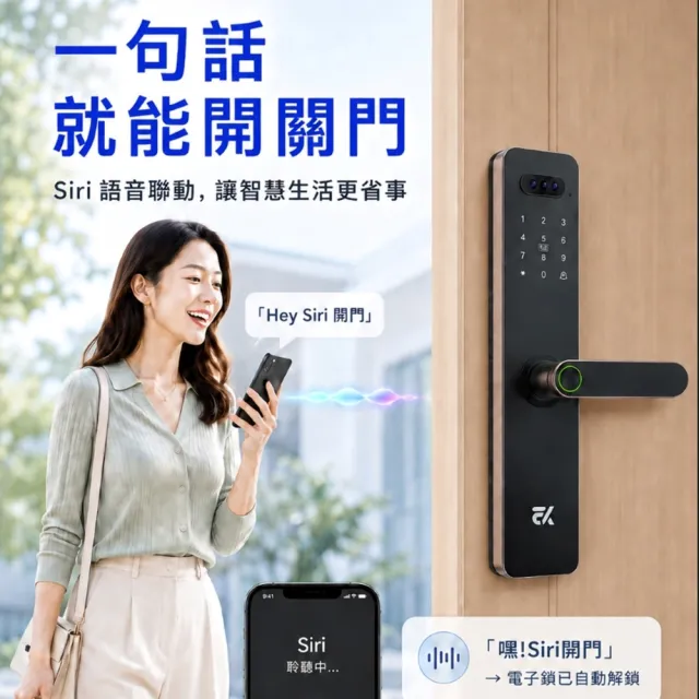 【EASYKEY】EK M9+ 把手型 7合1智慧電子鎖/智能鎖 (人臉辨識│掌靜脈│指紋│卡片│密碼│鑰匙│遠端)