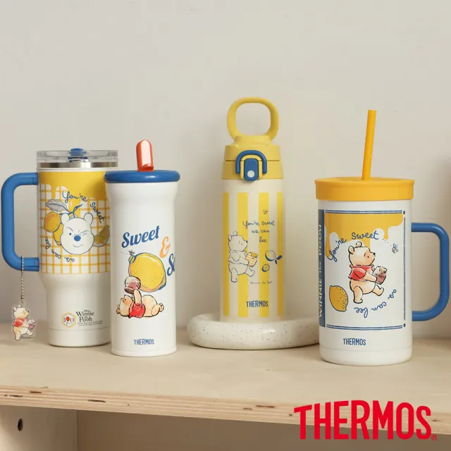 【THERMOS 膳魔師】小熊維尼100週年不鏽鋼可提式真空保溫瓶550ml(JOS-550WP-HDLM)