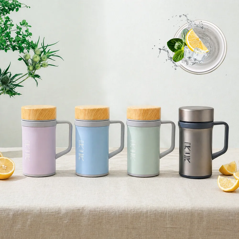 【IKUK 艾可】真陶瓷內膽保溫杯-瓷芯上蓋手把保溫杯500ml(辦公杯/咖啡保溫杯/保溫瓶/父親節禮物)