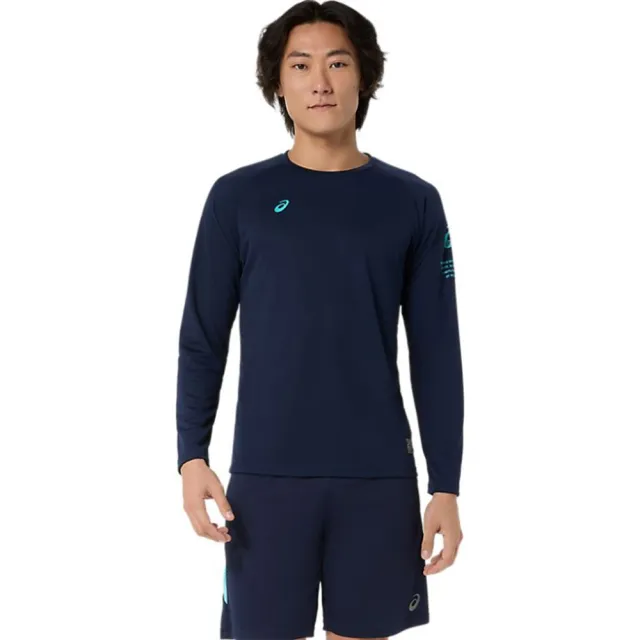 【asics 亞瑟士】長袖上衣 男 女 訓練 慢跑 藍 2033C187-400