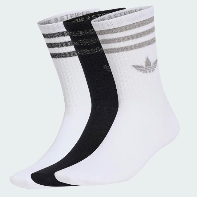 【adidas 愛迪達】襪子 中筒襪 運動襪 3雙組 三葉草 3S GL CT S 3P OR 黑灰白 KR4218