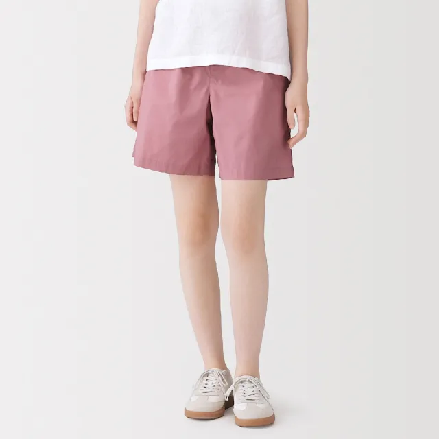 【MUJI 無印良品】女水洗平織布短褲(黑色/米色/卡其/煙燻粉/芥黃/暗藍)