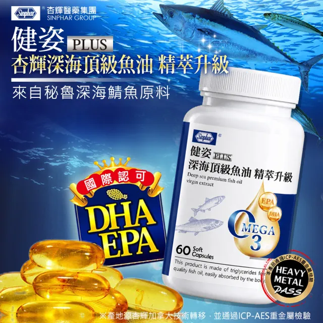 【SINPHAR 杏輝】健姿深海頂級魚油精萃加量升級版3瓶組(60粒/瓶)-全新效期上市