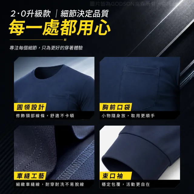 【GODSON】中性MIT 薄款吸濕排汗速乾防寒長袖(戶外工作圓領工作衫 素面素色薄長袖)